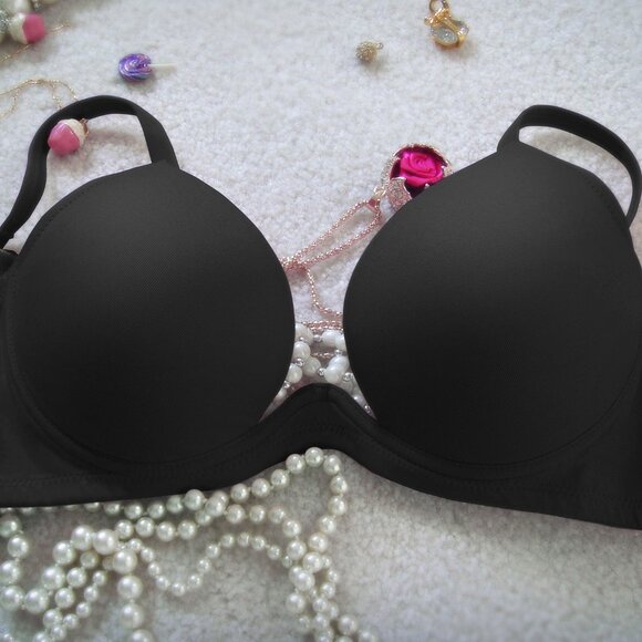 Black sexy deep v plunge push-up bra - Picture 3 of 4